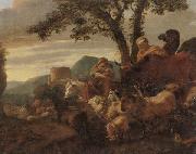 Simon van der Does The flight into egypt oil painting